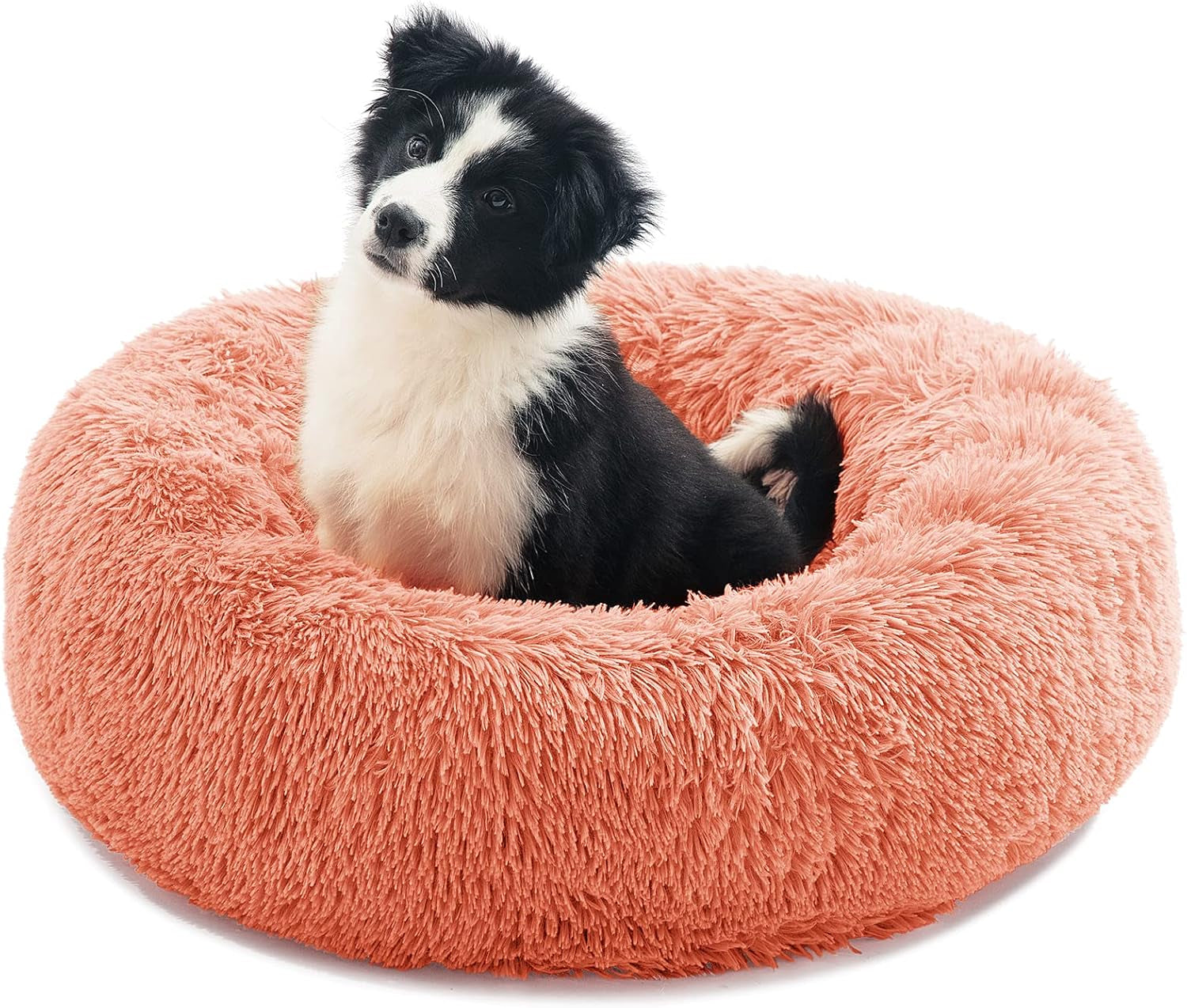Anti-Anxiety Round Pet Bed for Cats and Dogs - Cozy Plush Design, Machine Washable, 20x20 Inches, Grey