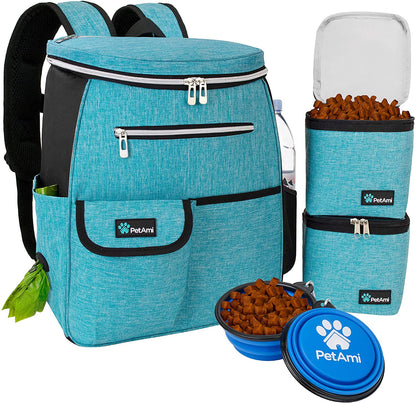 Dog Travel Bag Backpack, Airline Approved Dog Bags for Traveling, Puppy Diaper Bag Supplies, Pet Camping Essentials Hiking Accessories Dog Mom Gift, Food Container, Collapsible Bowls, Pink