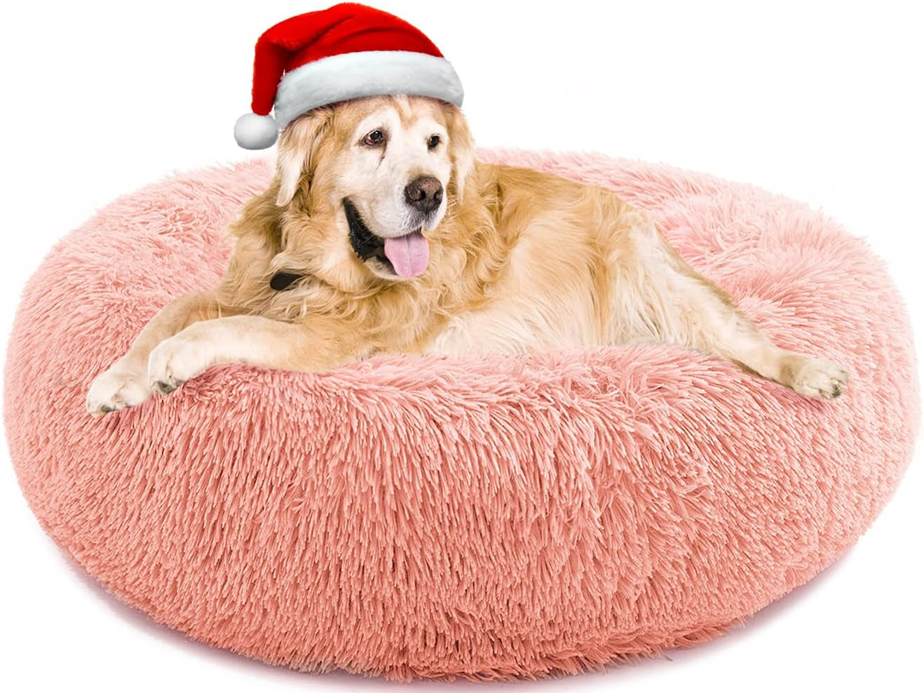 Anti-Anxiety Round Pet Bed for Cats and Dogs - Cozy Plush Design, Machine Washable, 20x20 Inches, Grey