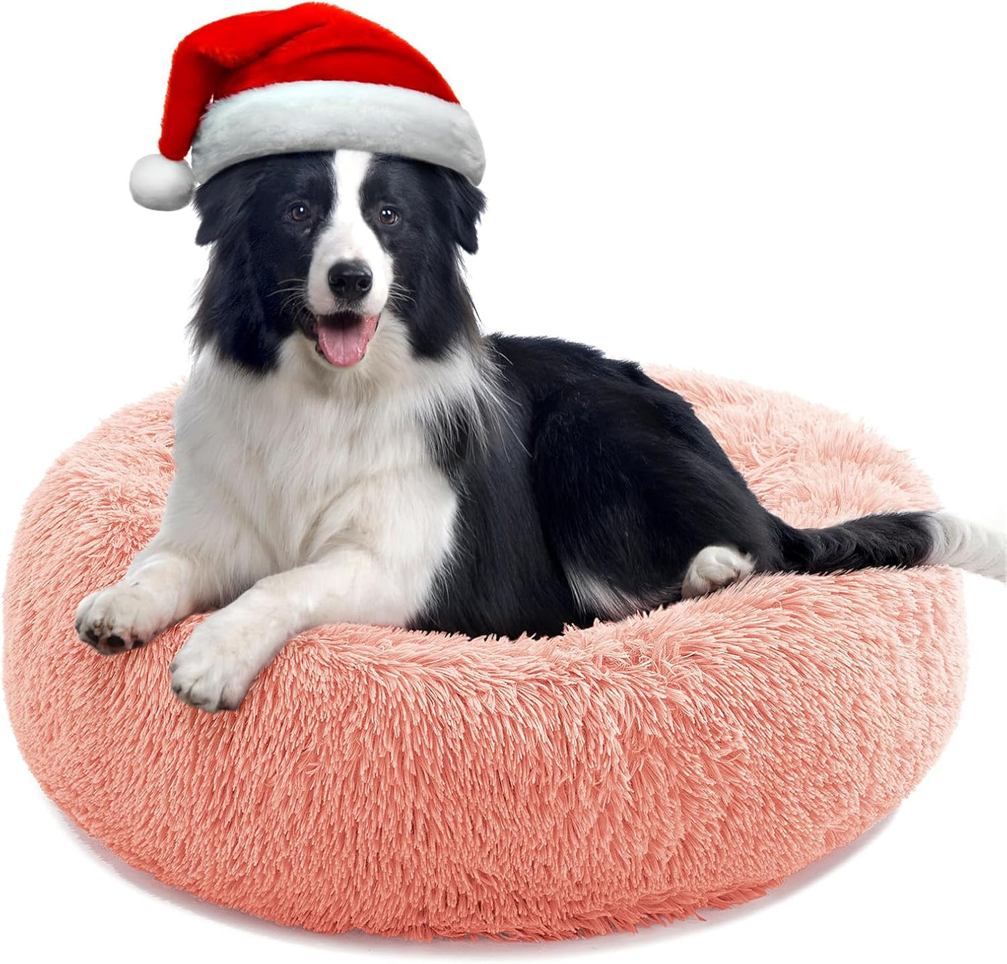 Anti-Anxiety Round Pet Bed for Cats and Dogs - Cozy Plush Design, Machine Washable, 20x20 Inches, Grey