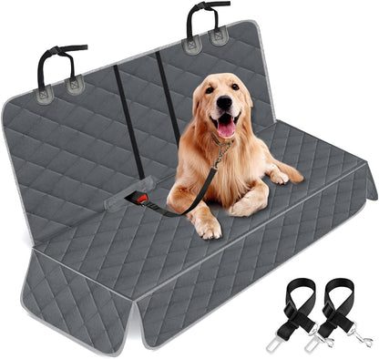 Premium Waterproof Dog Car Seat Cover - Non-Slip Back Seat Protector for Pets, Fits Most Cars, Trucks, and SUVs with Middle Armrest - Black