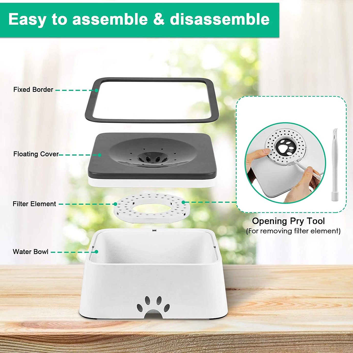 2.5L Large Capacity Dog Water Bowl - Spill-Proof Pet Water Dispenser for Messy Drinkers, Ideal Slow Feeder and Travel Bowl for Dogs, Cats, and Pets