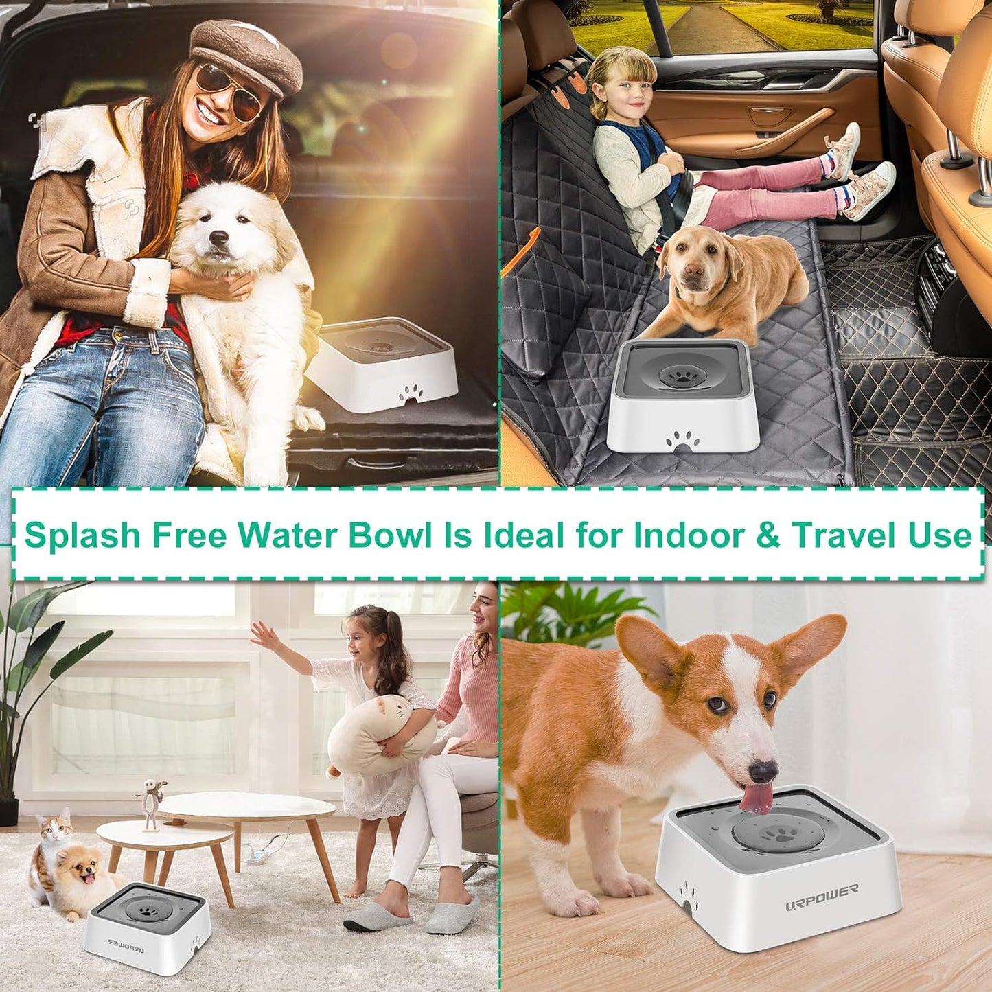 2.5L Large Capacity Dog Water Bowl - Spill-Proof Pet Water Dispenser for Messy Drinkers, Ideal Slow Feeder and Travel Bowl for Dogs, Cats, and Pets