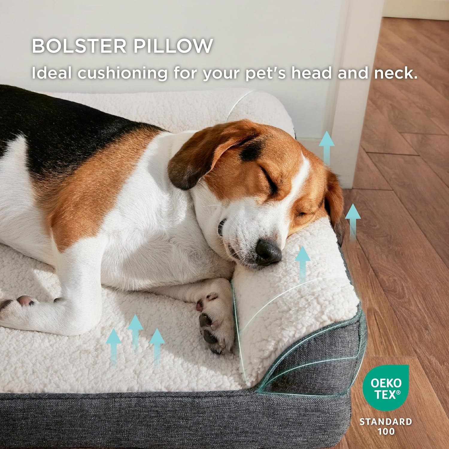Orthopedic Memory Foam Dog Bed for Medium Dogs - Egg and Memory Foam Sofa with Soft Sherpa Surface, Bolster Design, Removable Washable Cover, Waterproof Layer, and Nonskid Bottom in Grey
